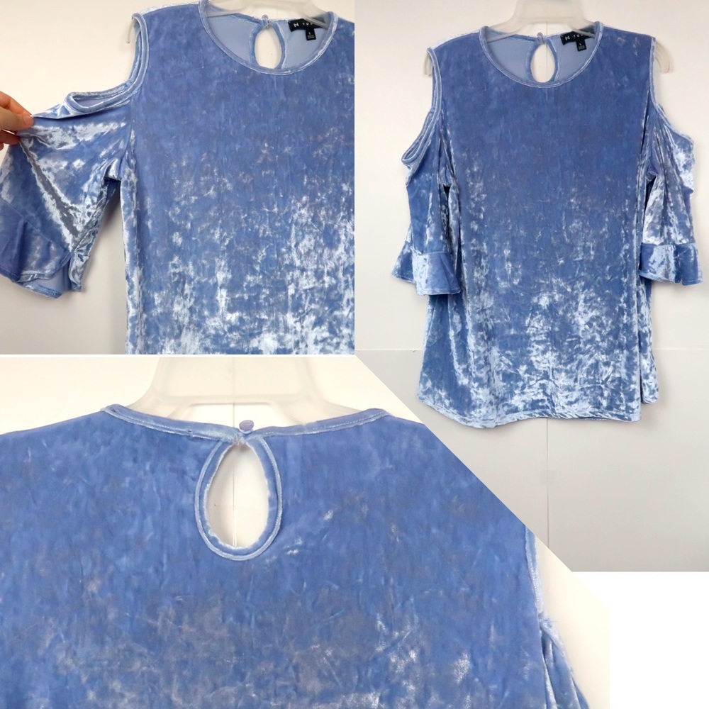 N Touch Women’s Cold Shoulders Velour Top Size L